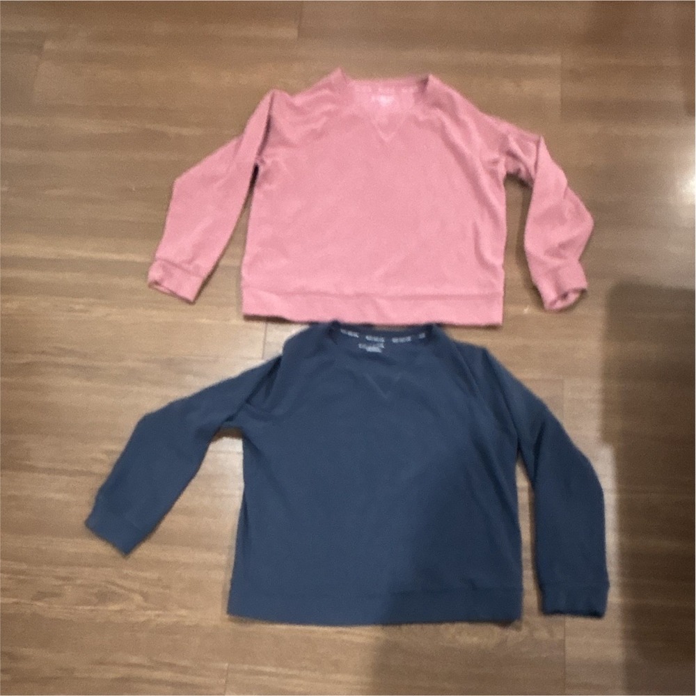 Lot of 2 Marc New York Women's Size Large Ribbed Sweatshirts Blue Pink Crewneck